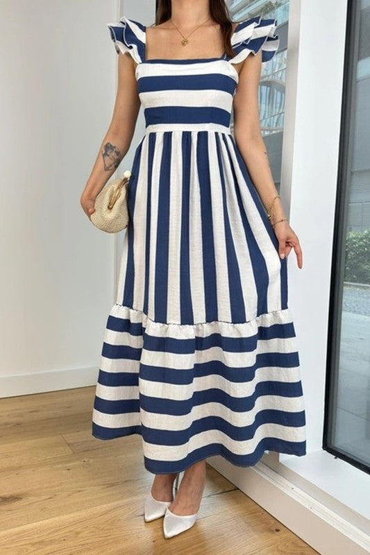 Navy blue and white maxi dress hotsell