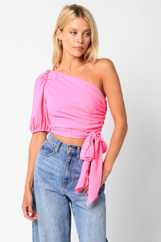 Wrapped One Sleeve Crop Top