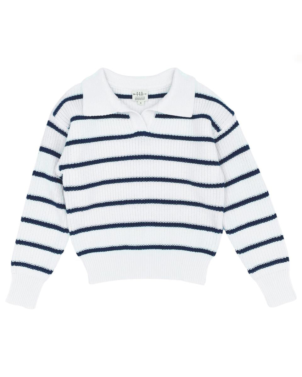 The Girls Sloan White & Navy Striped Sweater