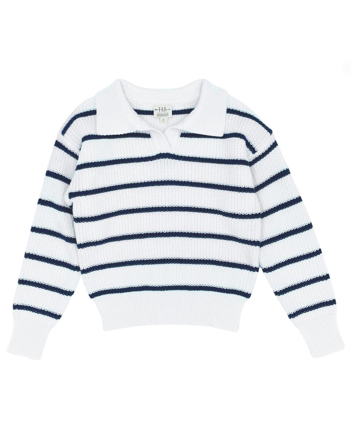 The Girls Sloan White & Navy Striped Sweater