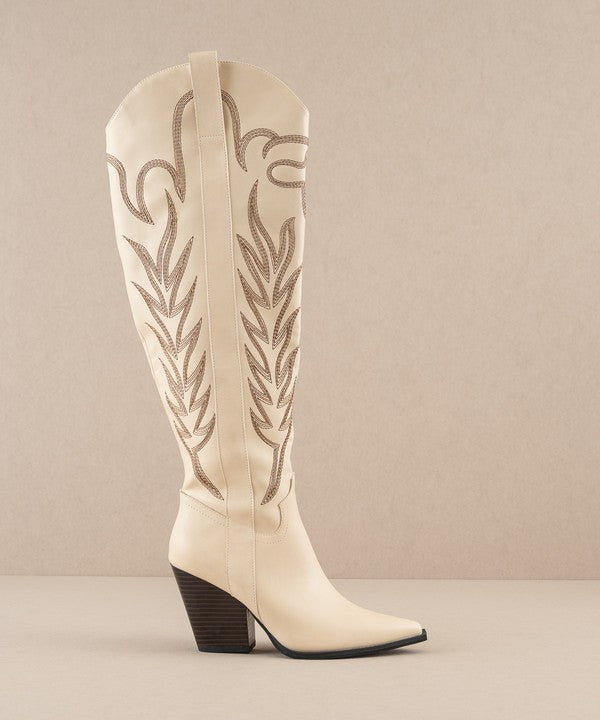 Knee fashion high embroidered boots