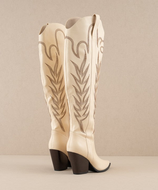 The Bronco Knee High Embroidered Cowgirl Boots