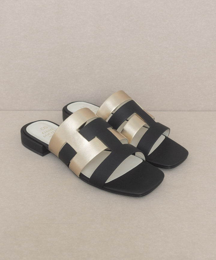 The Parker Black & Gold Sandals