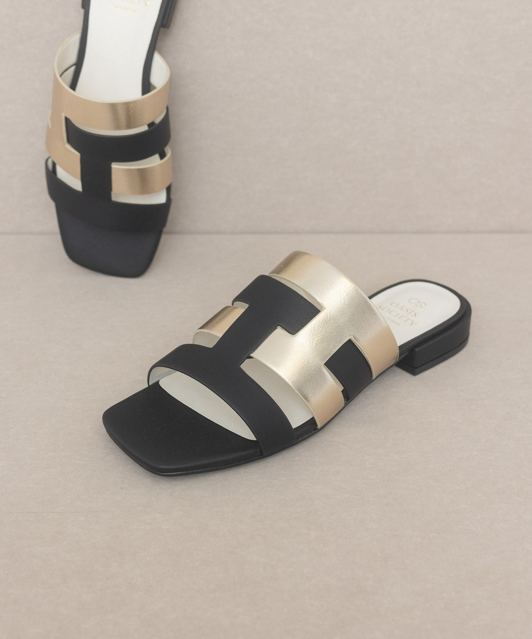 The Parker Black & Gold Sandals