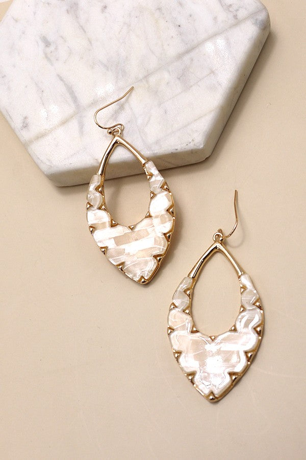 Faux Pearl Oval Drop Earrings