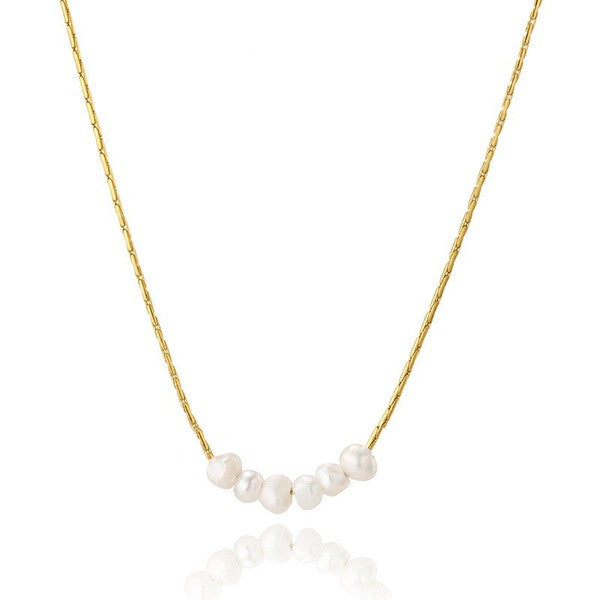 Freshwater Pearl and Gold Chain Necklace