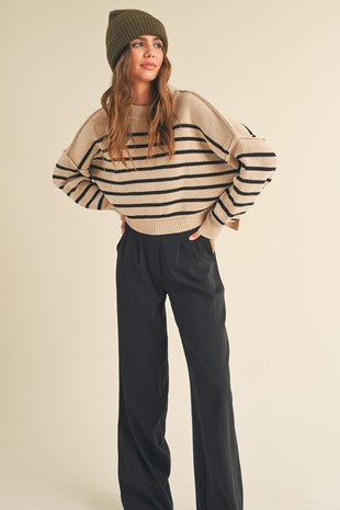 The Giselle Striped Mock Neck Sweater