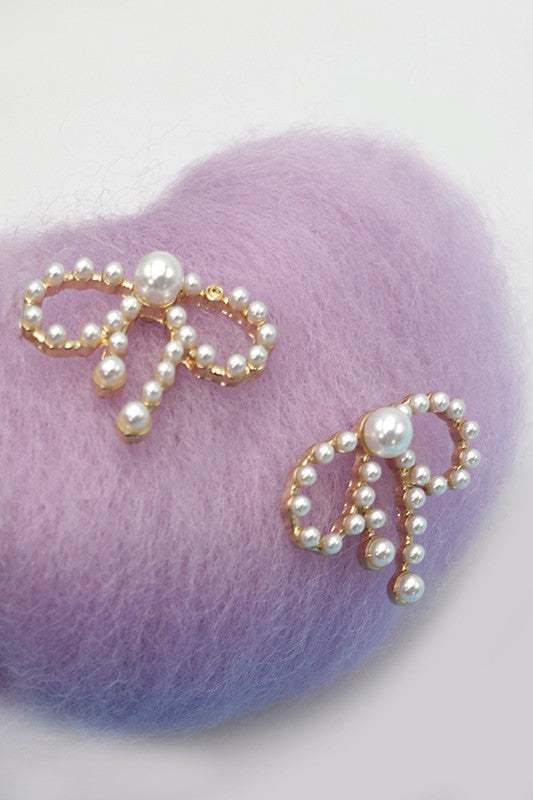 The Elegant Pearl Bow Earrings