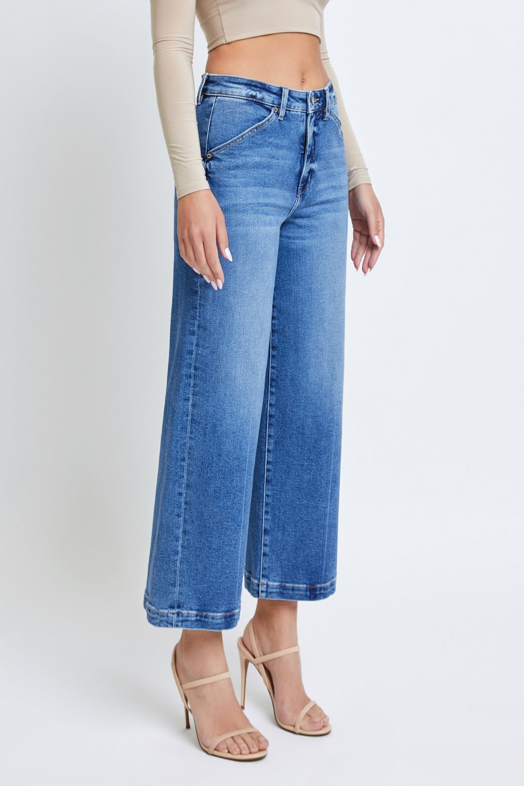 The Talk To Me Dark Clean Cropped Wide Leg Trouser