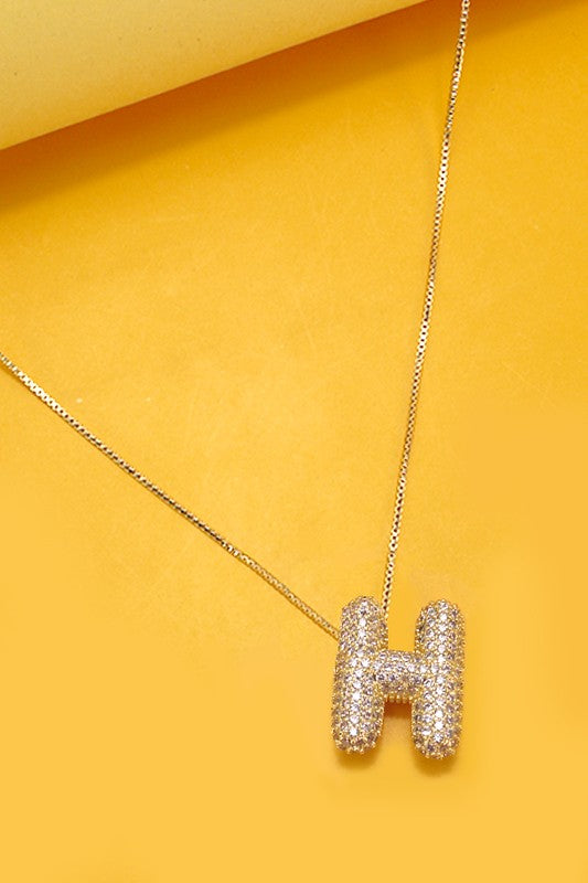 Bubble Initial Rhinestone Necklace