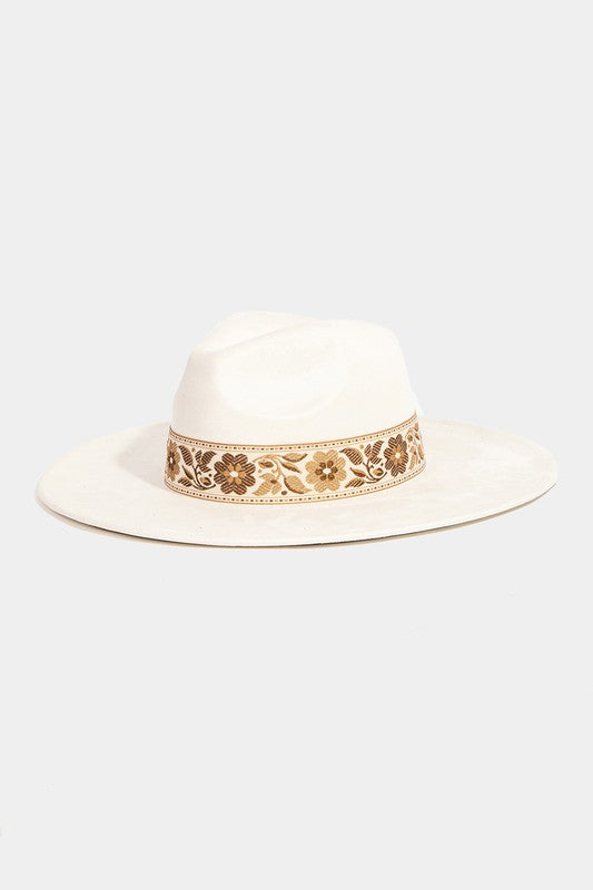 Flower Ribbon Ivory Fedora Hat