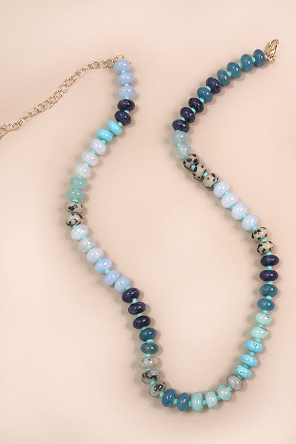 Natural Agate Glass Bead Necklace