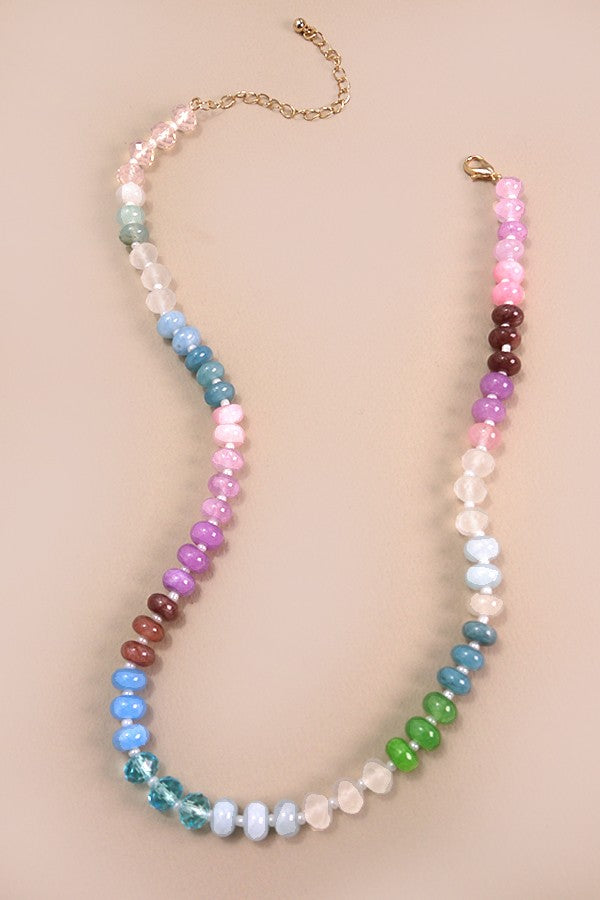 Natural Agate Glass Bead Necklace