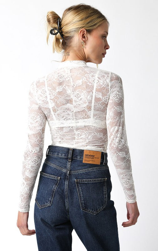 The Enchente Cream Lace Top