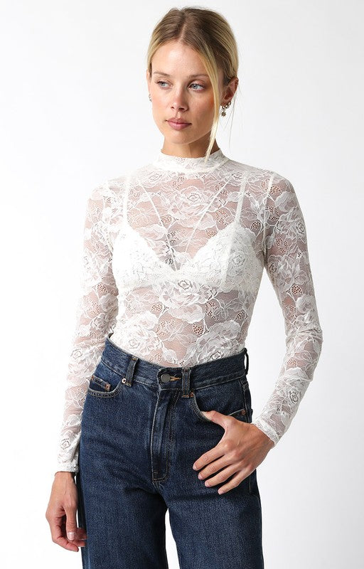 The Enchente Cream Lace Top