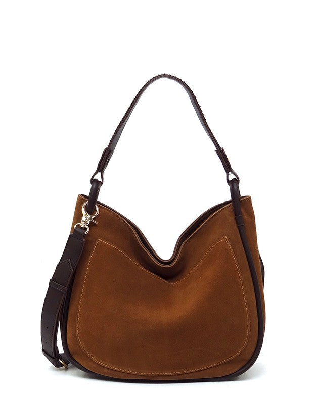 Genuine Suede Leather Hobo Shoulder Bag