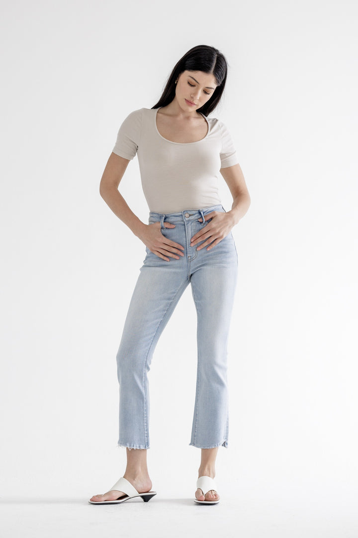 The Ella Rae Light Wash Cropped Straight Jeans