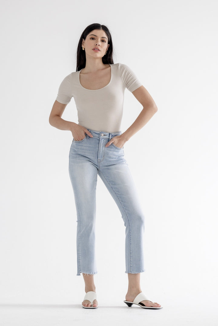 The Ella Rae Light Wash Cropped Straight Jeans