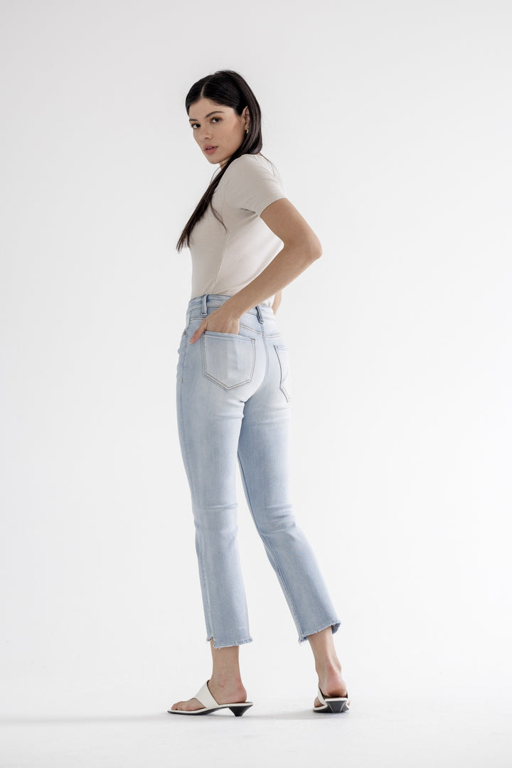 The Ella Rae Light Wash Cropped Straight Jeans