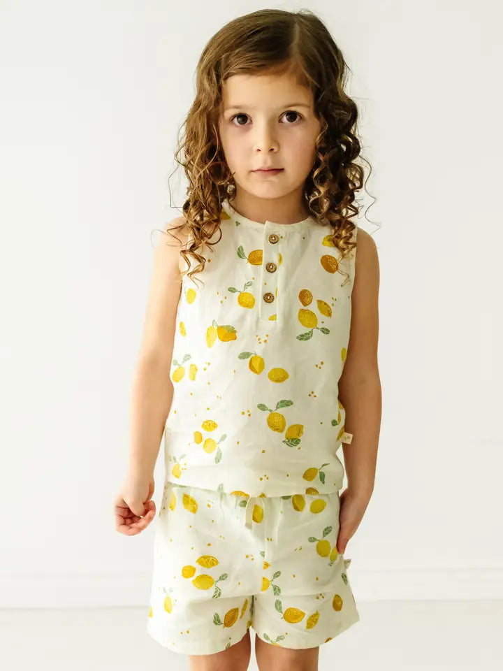 Toddler Girls Organic Tank And Shorts Set - Citron