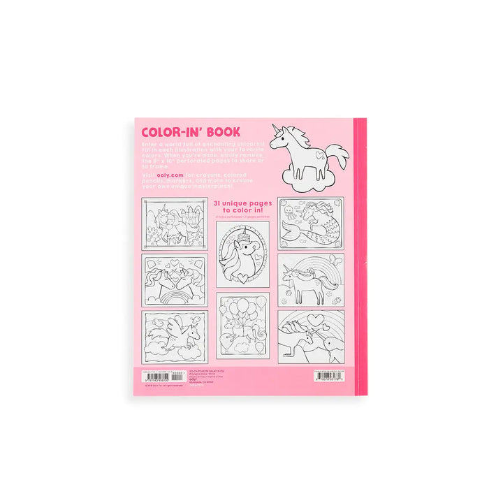 Girls Enchanting Unicorns Color-In Book by OOLY