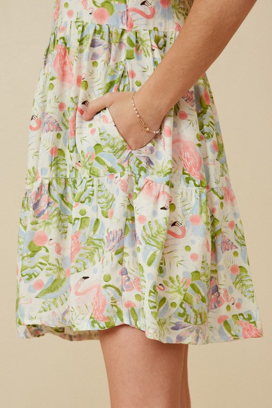 The Perfect Balance Girls Flamingo Print Dress