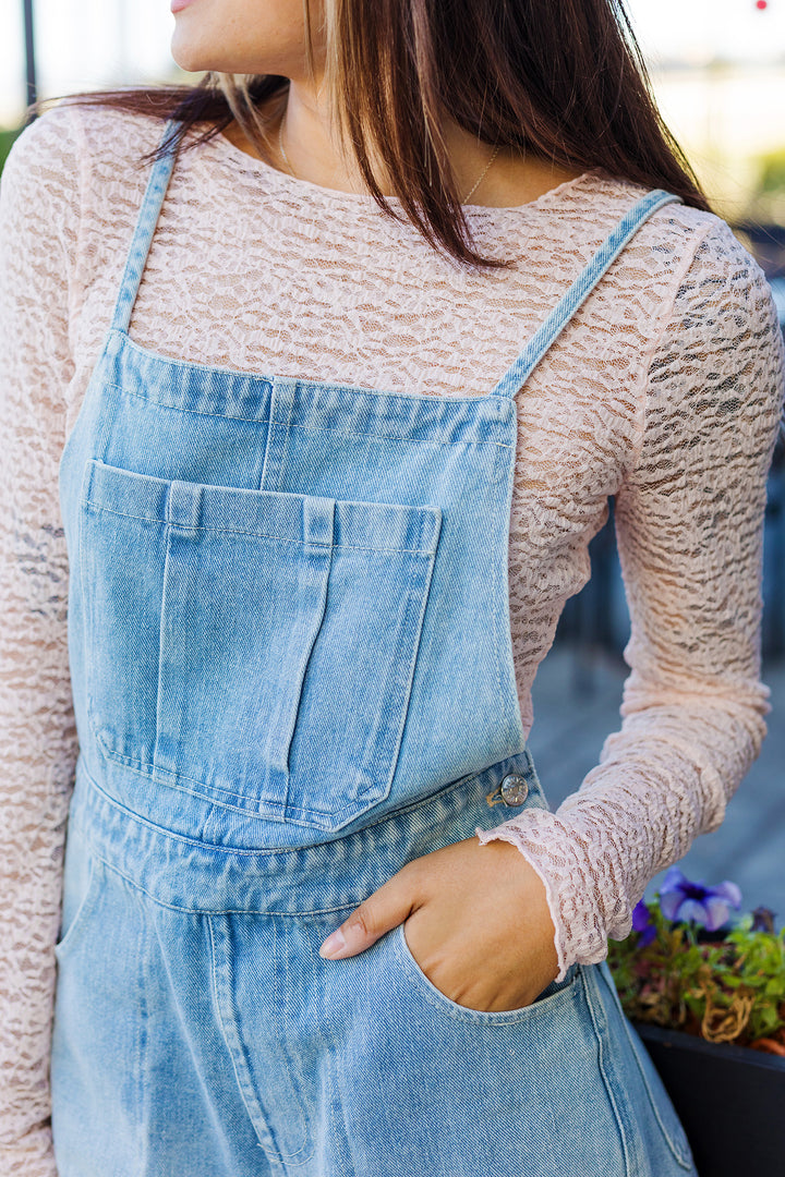 The Talk To Me Light Pink Lace Top