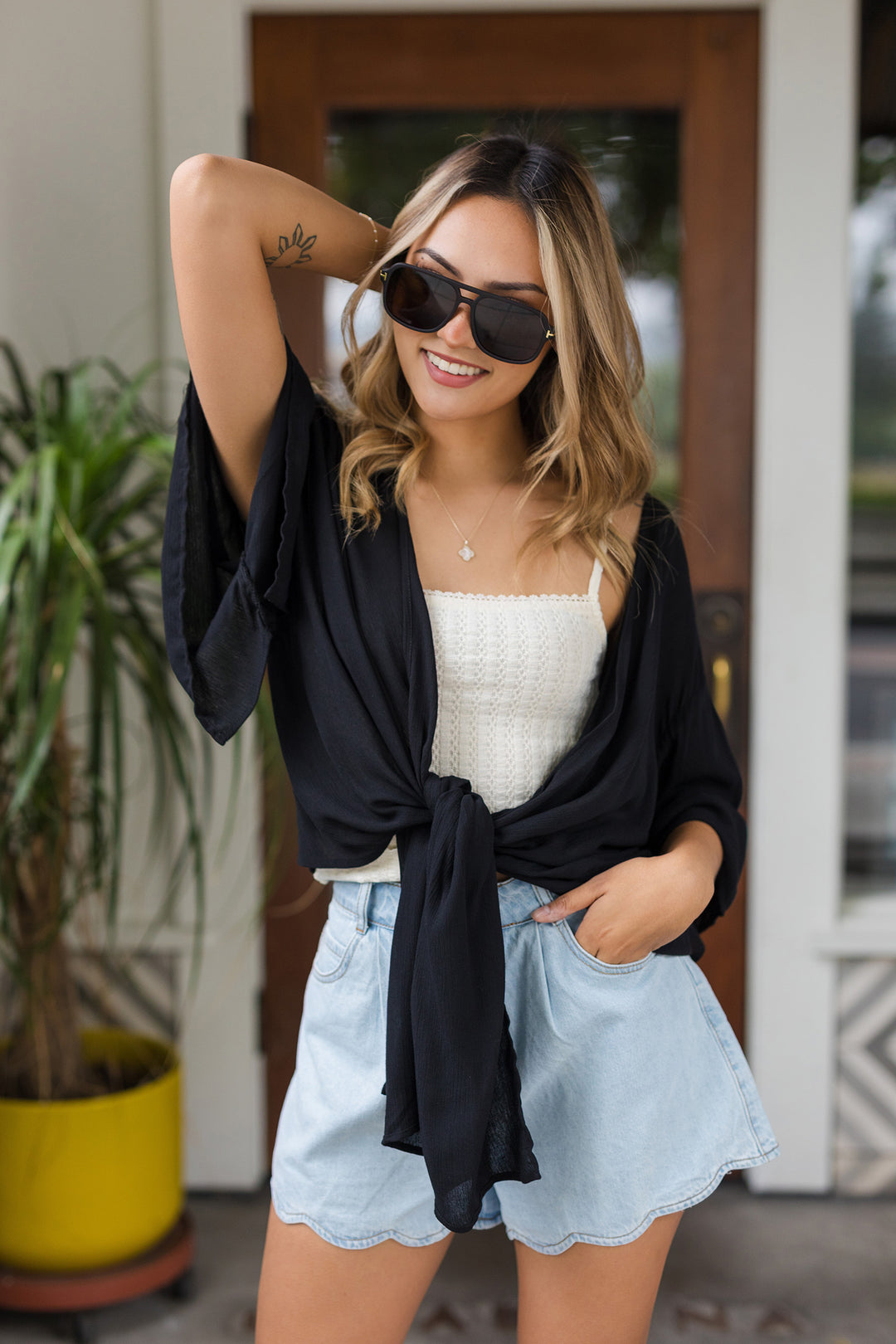 The Riding Waves Scalloped Denim Shorts