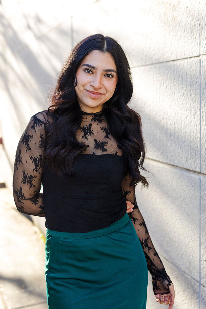 The Sheer Intentions Floral Lace Longsleeve Top