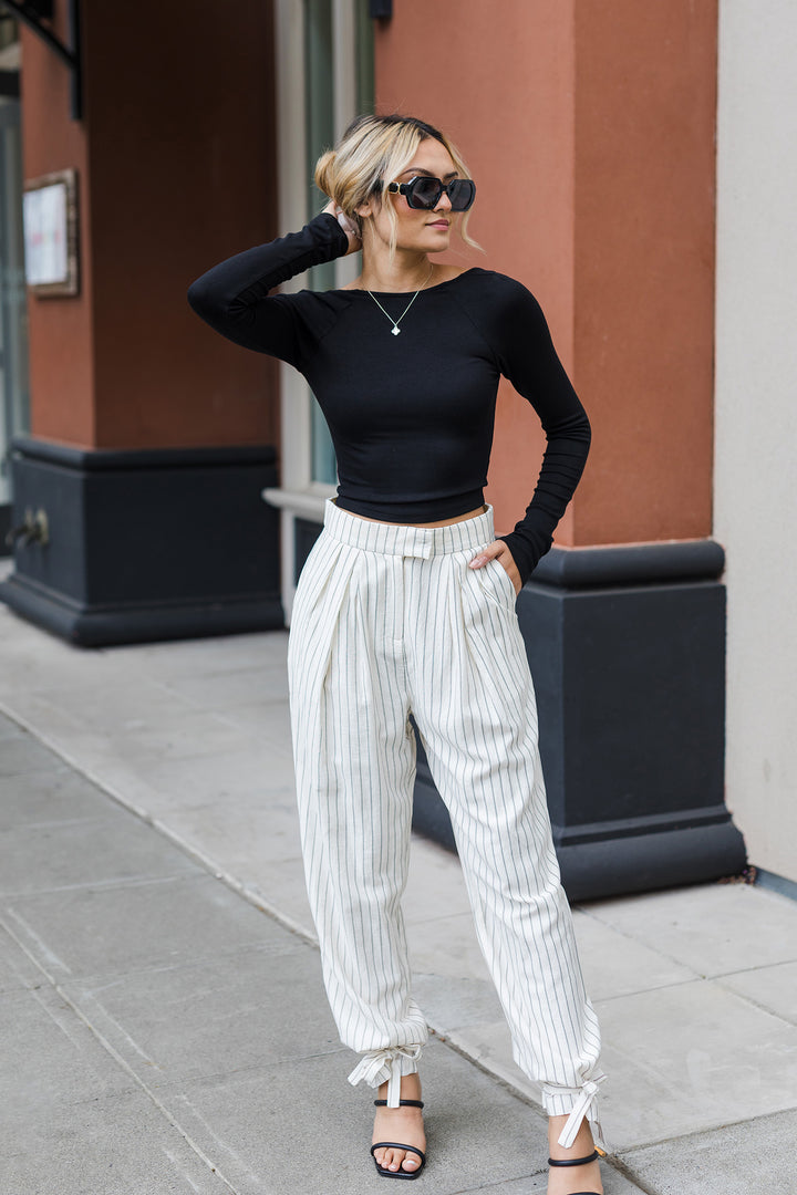 The No Strings Attached Ivory Ankle Tie Pants