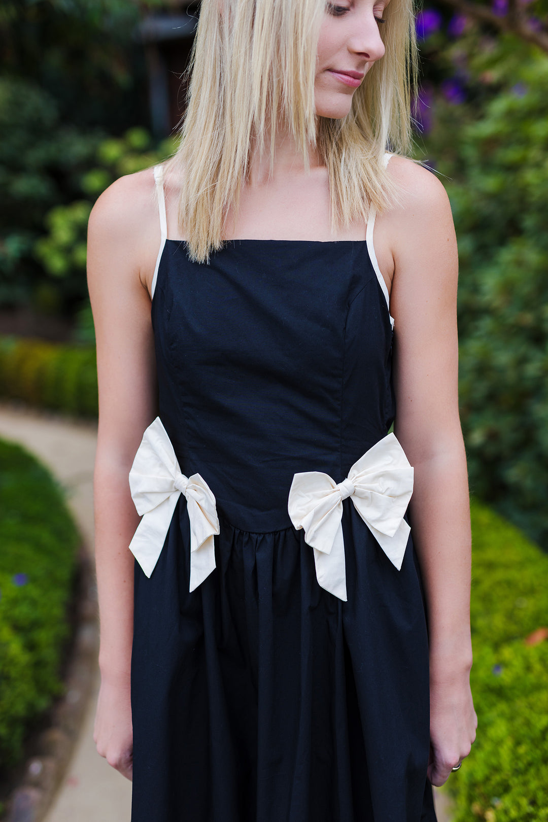 The Back To The Bow Black Midi Dress