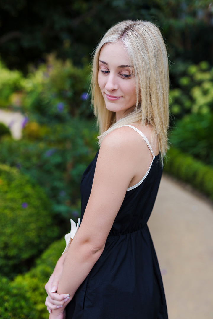 The Back To The Bow Black Midi Dress