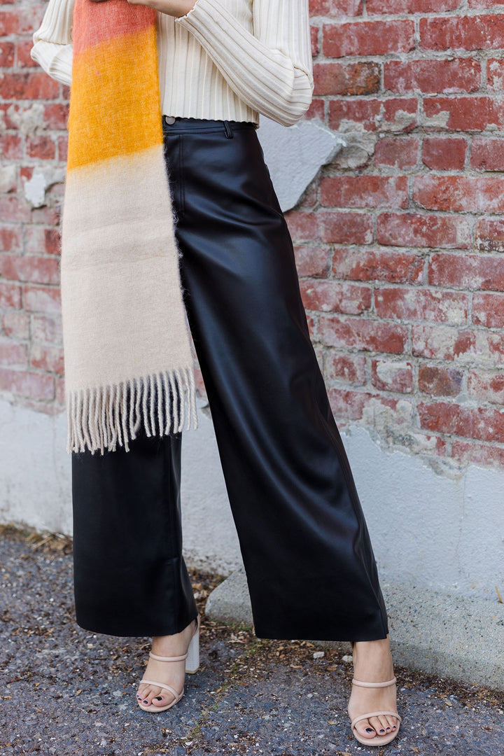 The Holiday Elegance Black Faux Leather Wide Leg Pants