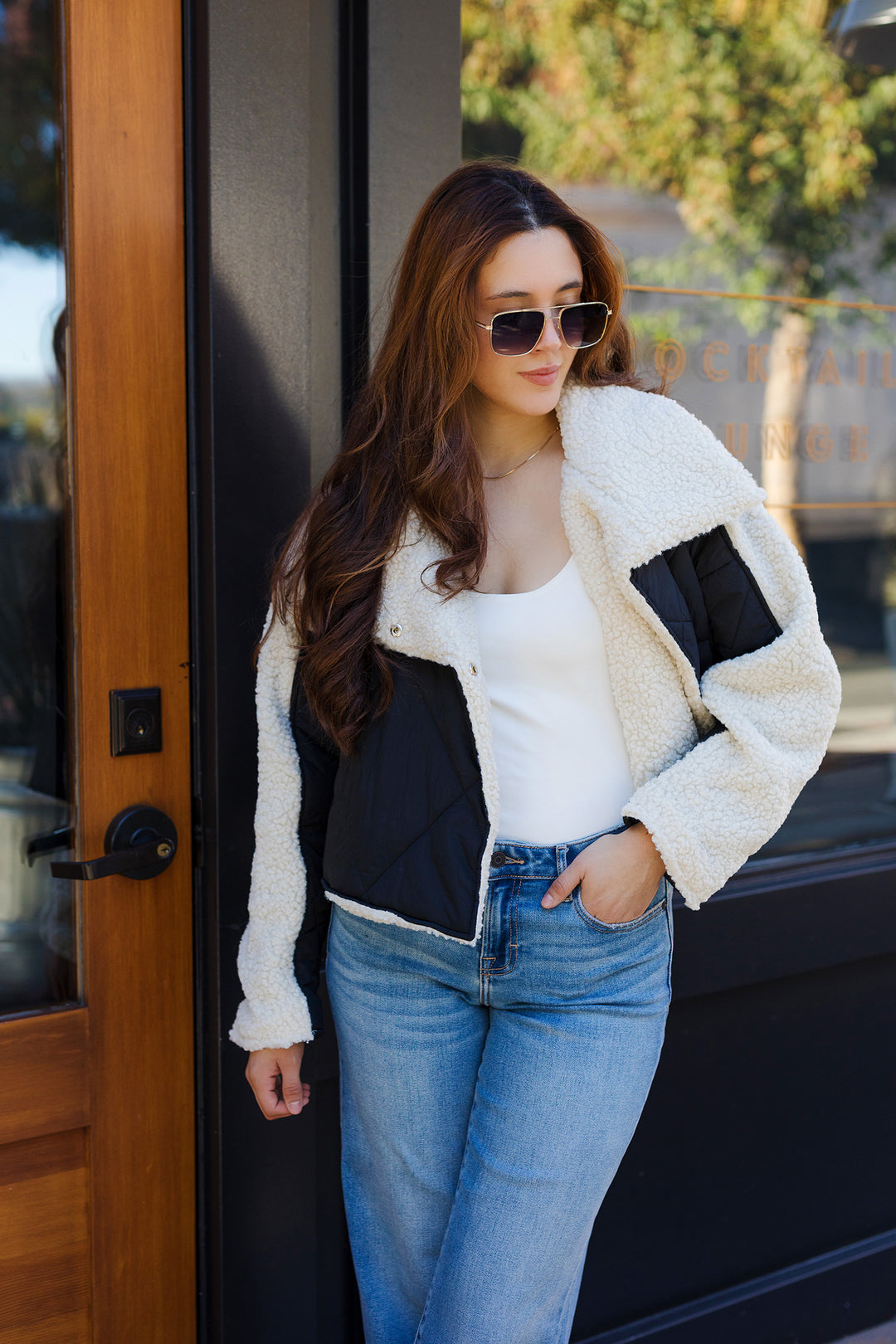 The City Girl Black Quilted Shearling Jacket