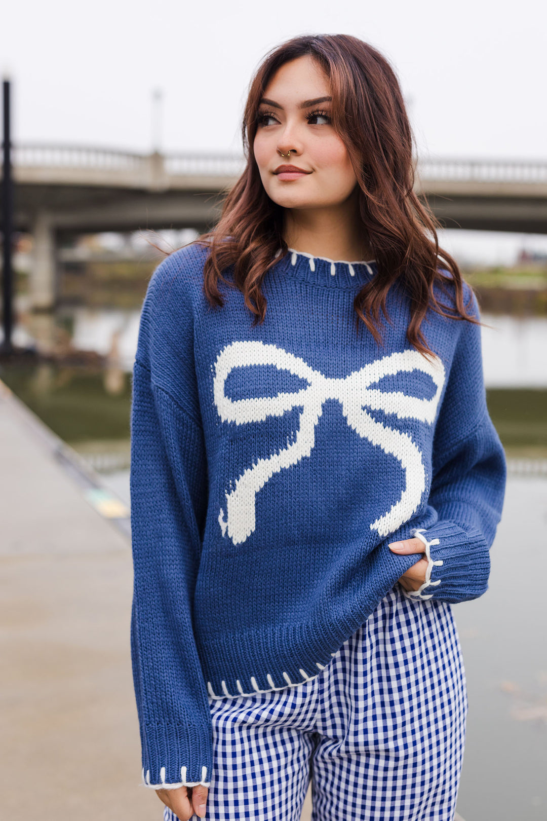 The Midnight Caller Bow Sweater Top