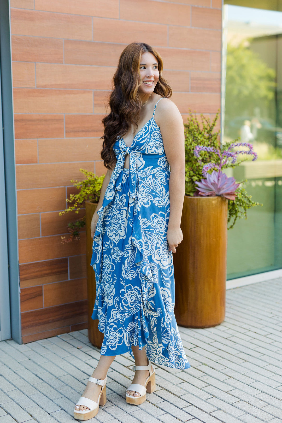 The Tied & Blue Paisley Print Maxi Dress