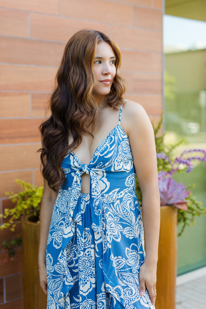 The Tied & Blue Paisley Print Maxi Dress