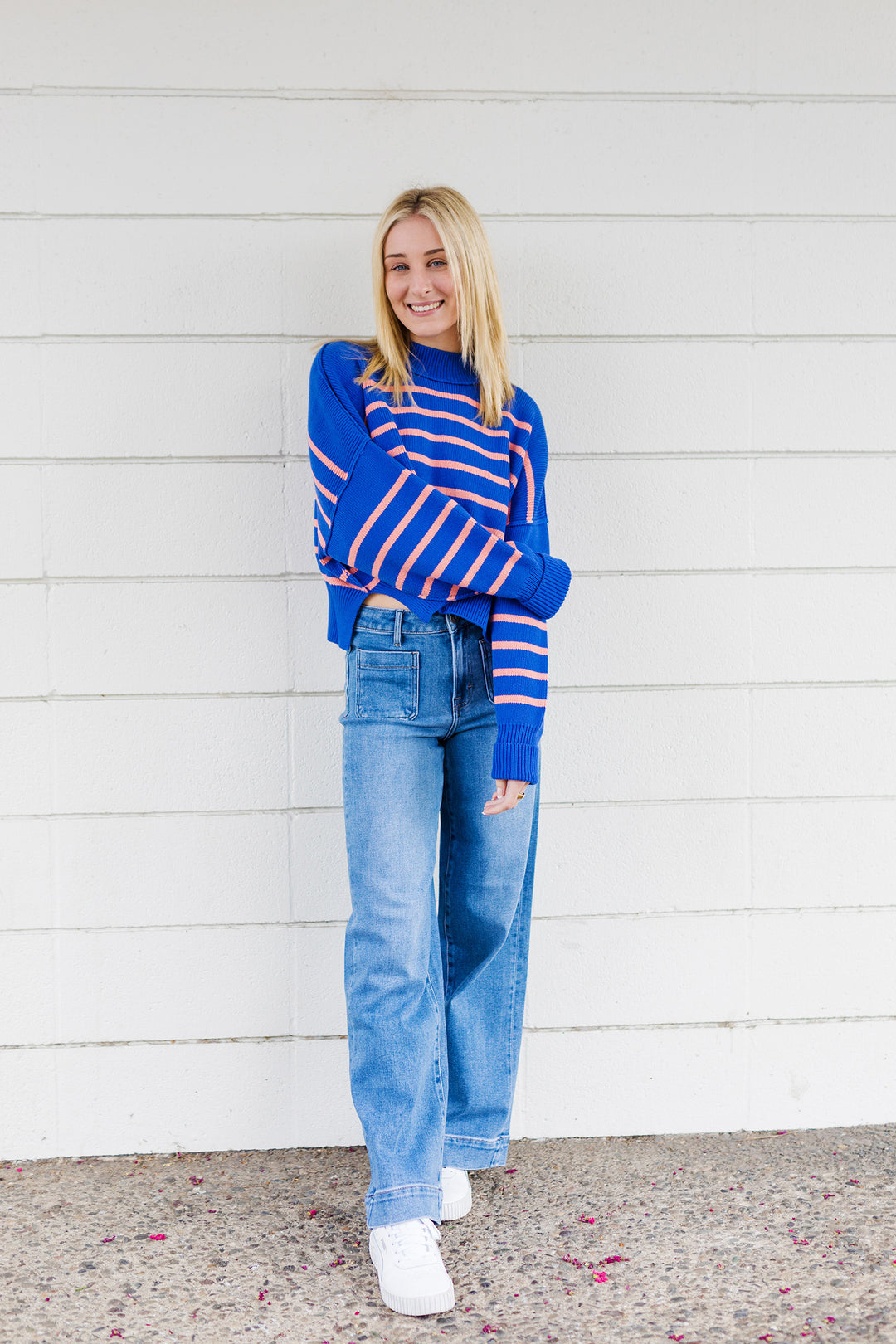 The Reaching New Heights Striped Cropped Sweater