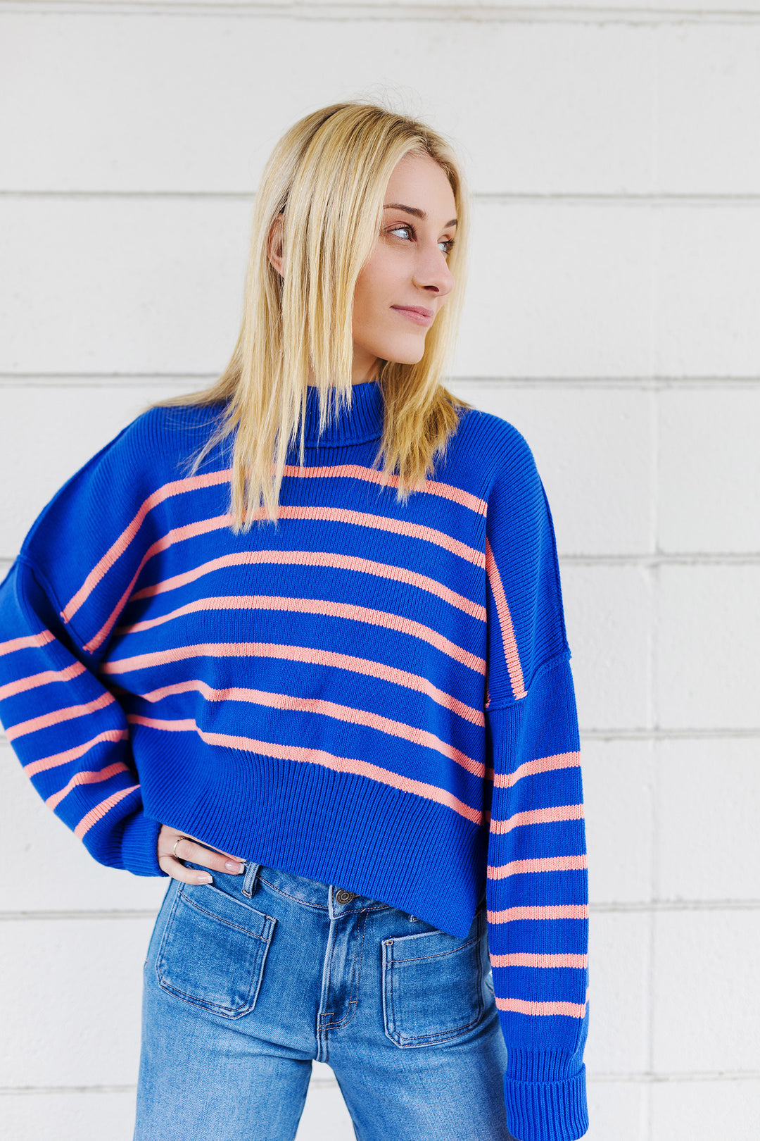 The Reaching New Heights Striped Cropped Sweater