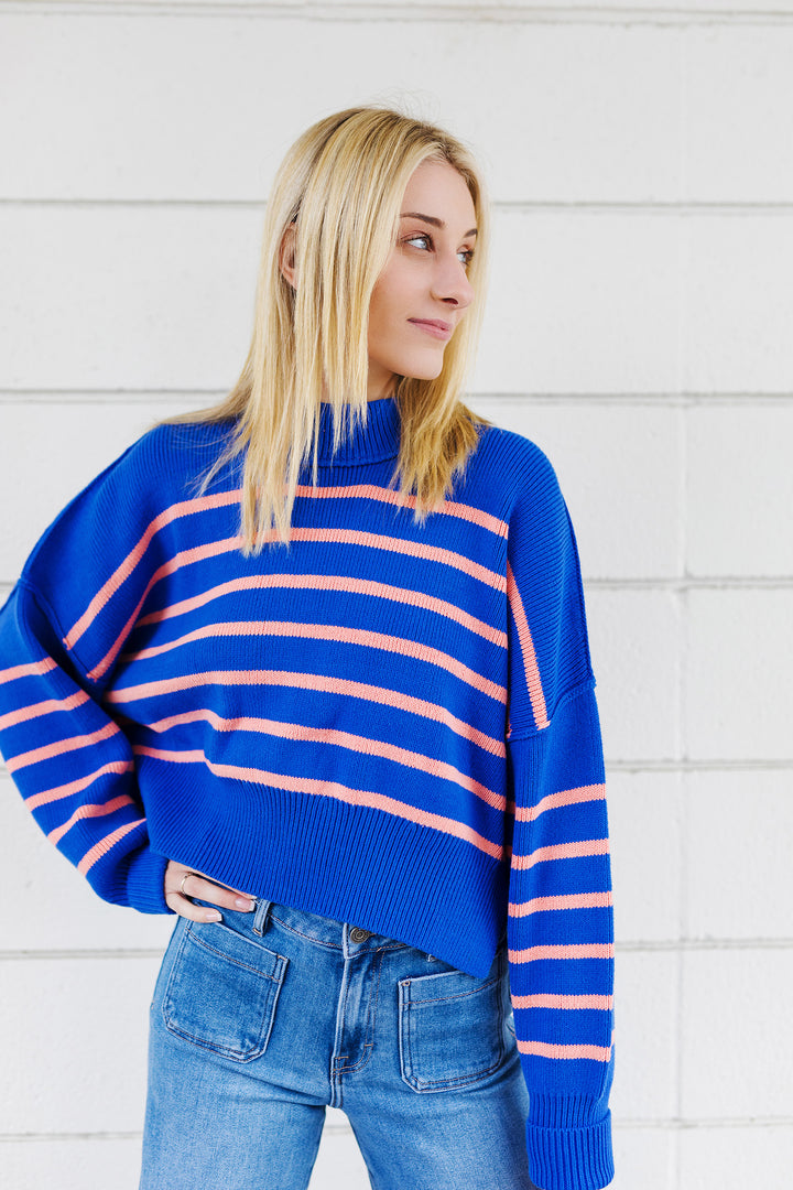 The Reaching New Heights Striped Cropped Sweater