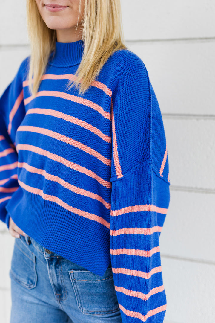 The Reaching New Heights Striped Cropped Sweater