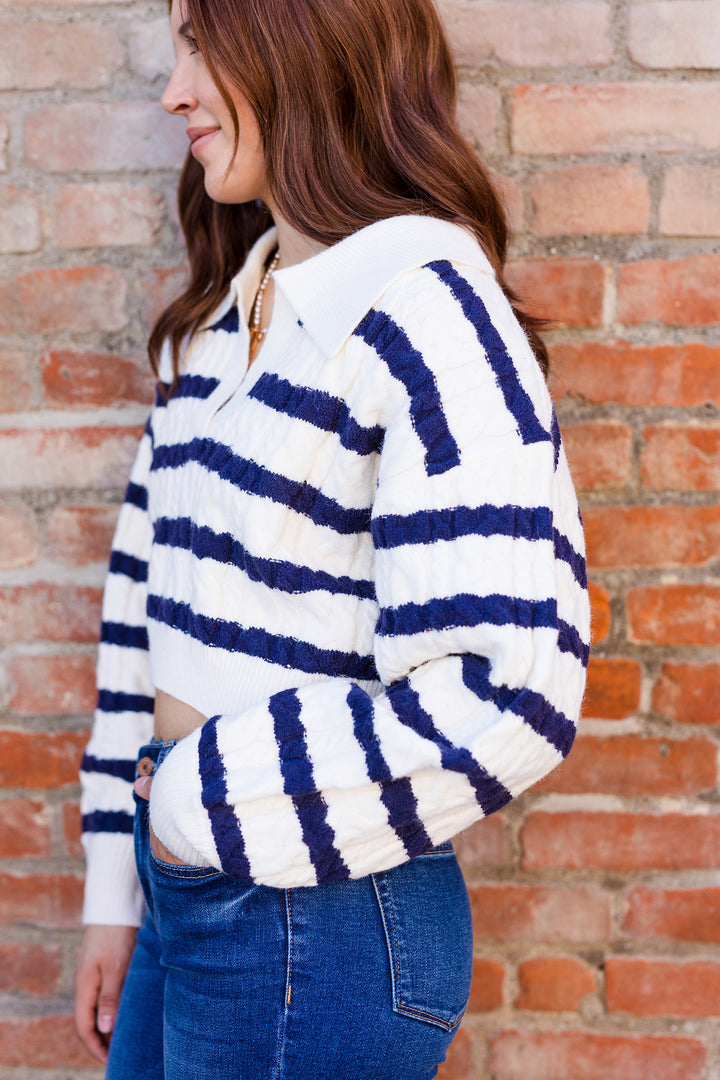 The Study Hall Striped Cropped Sweater