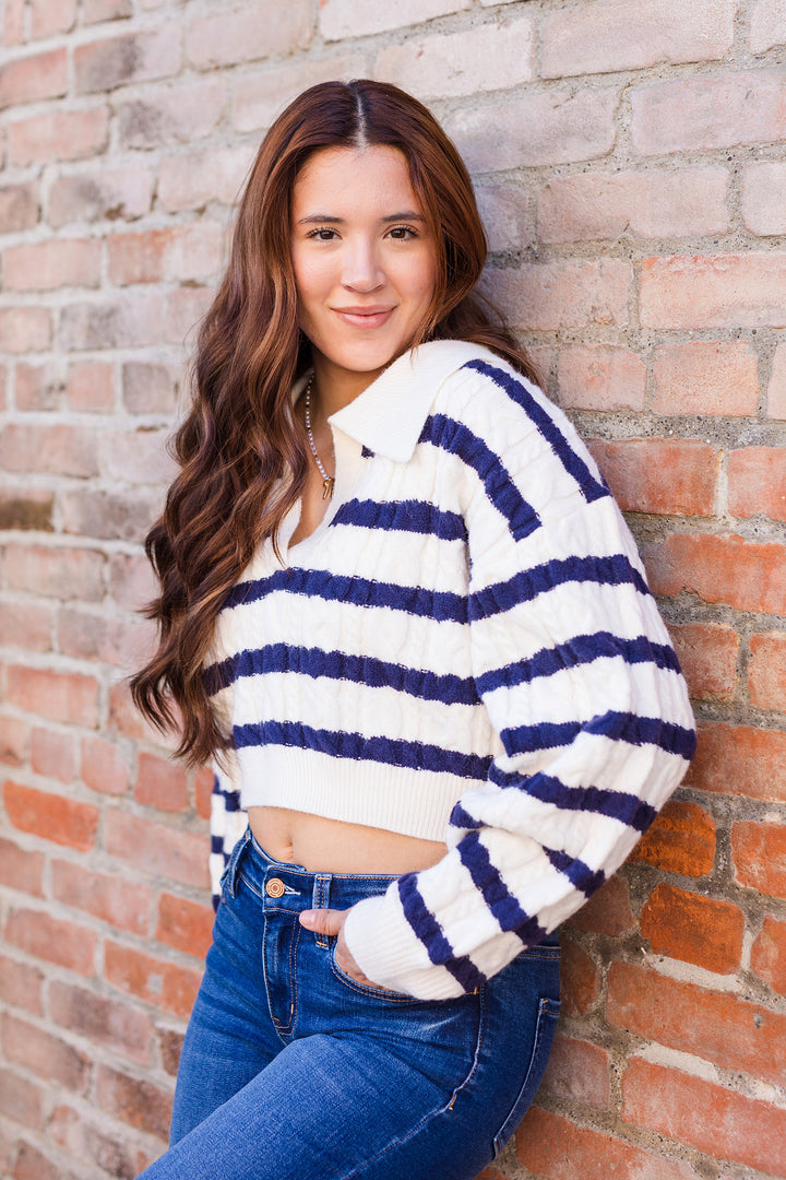 The Study Hall Striped Cropped Sweater