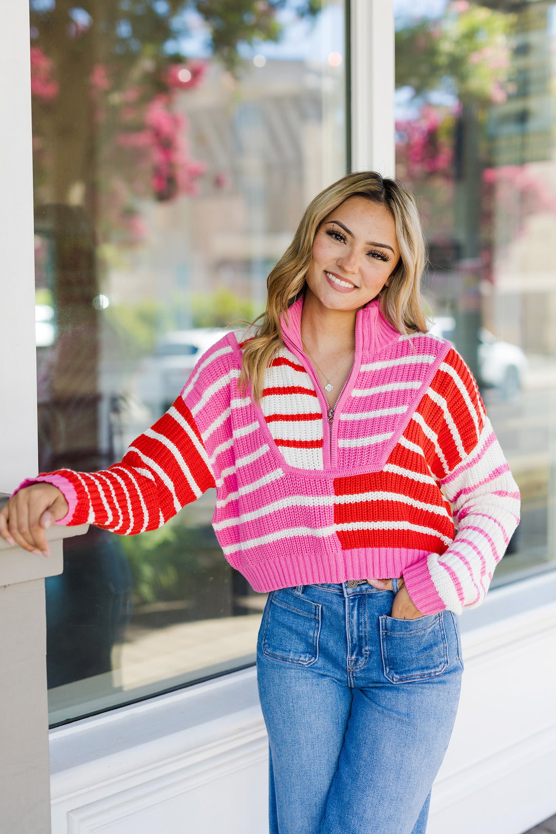 The Vivian Striped Mock Sweater