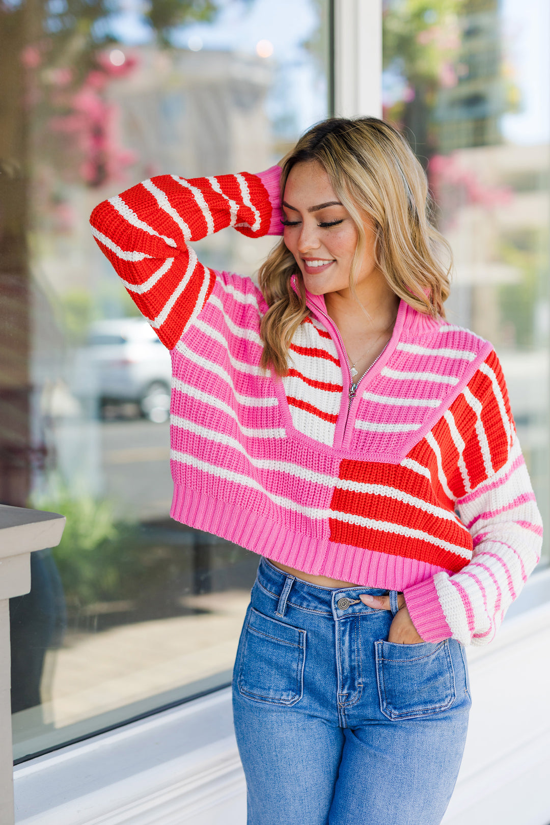 The Vivian Striped Mock Sweater