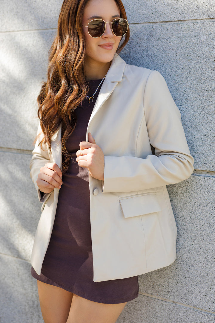 The Central Park  Vegan Leather Blazer