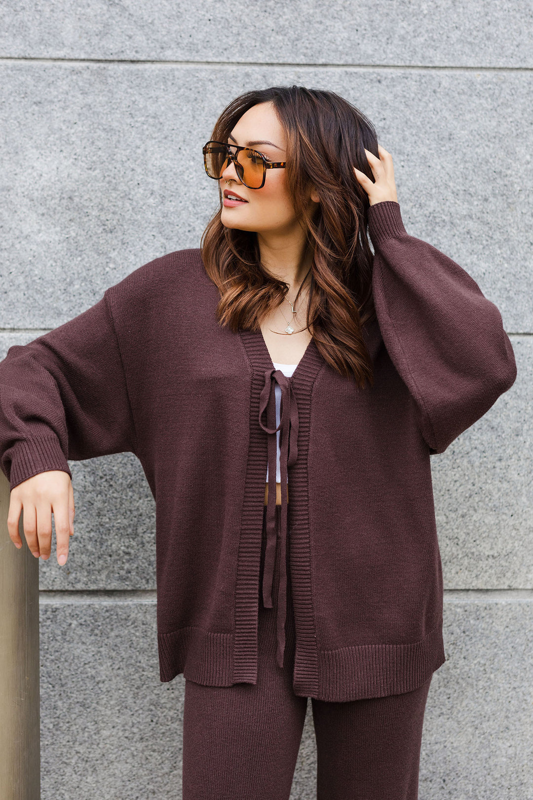 The Chocolate Therapy Oversized Cardigan & Pant Set