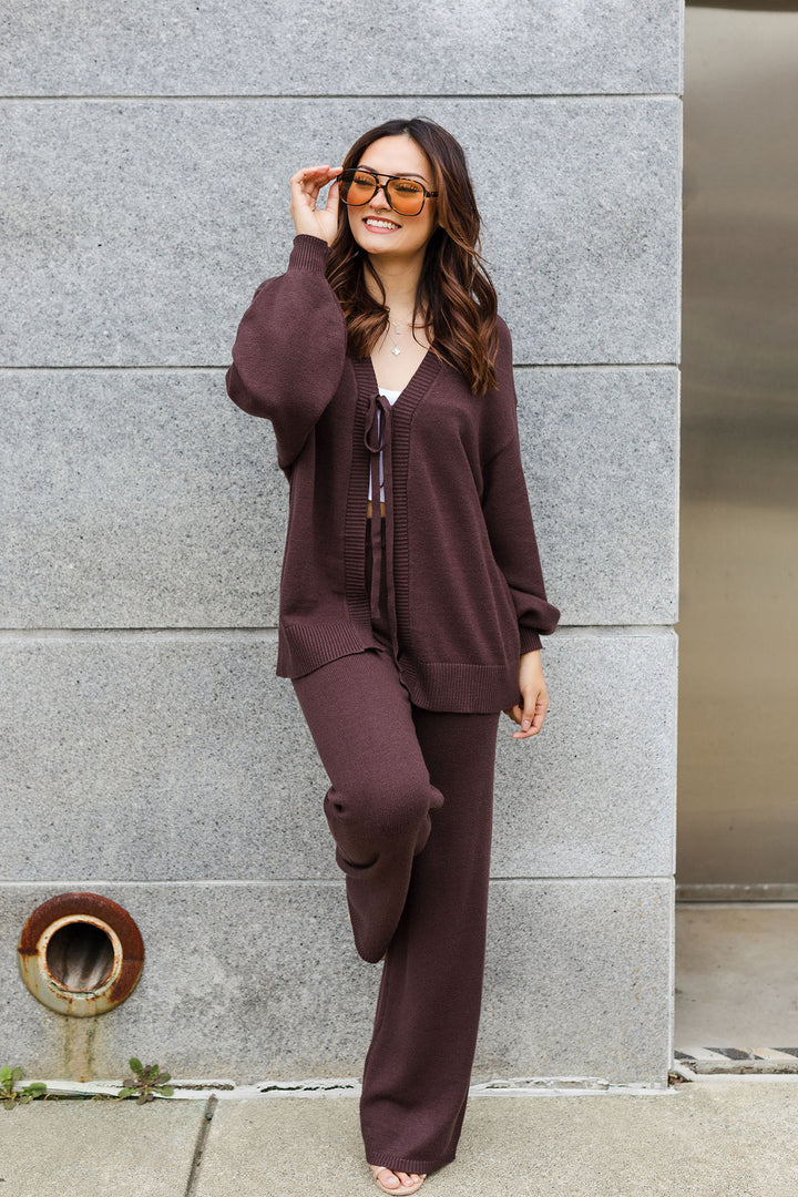 The Chocolate Therapy Oversized Cardigan & Pant Set