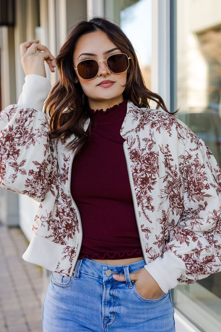 The Floral Fields Printed Bomber Jacket