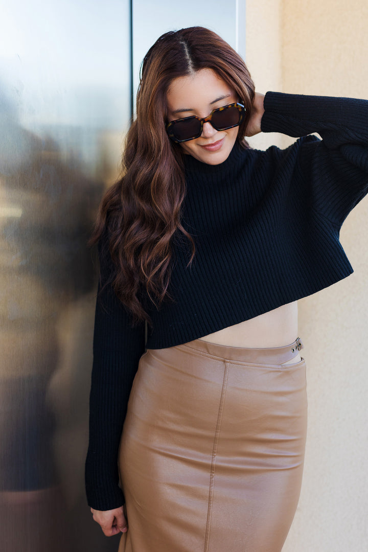 The Caroline Long Sleeve Ribbed Crop Sweater